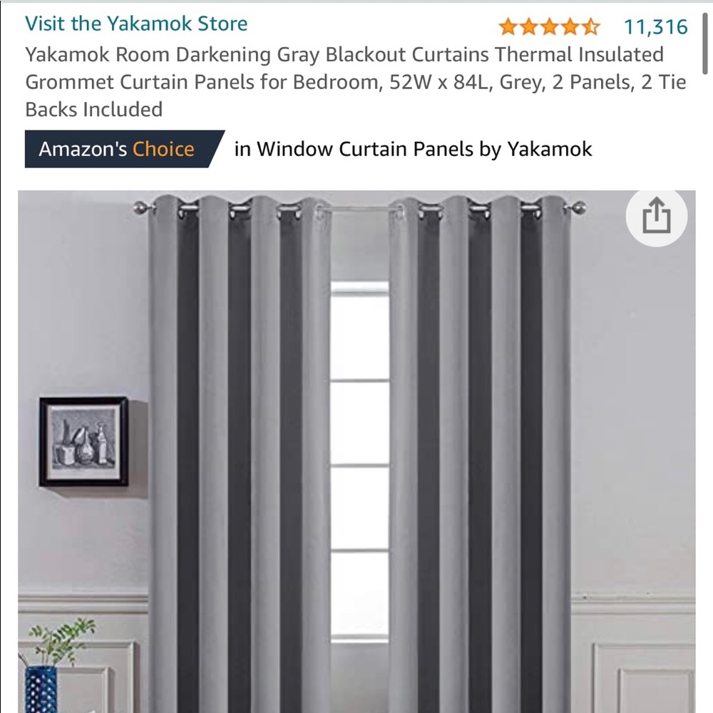 2 packs of 2 panel grey curtains NIB